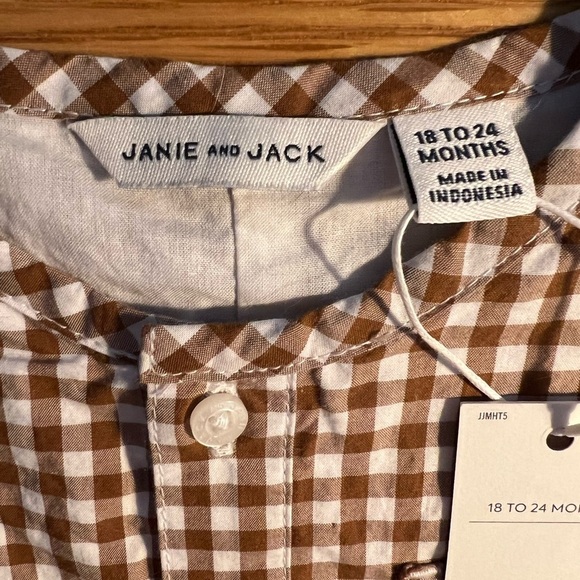 Janie and Jack onesie bubble brown & white checkered 18-24 months NWT - Picture 6 of 7